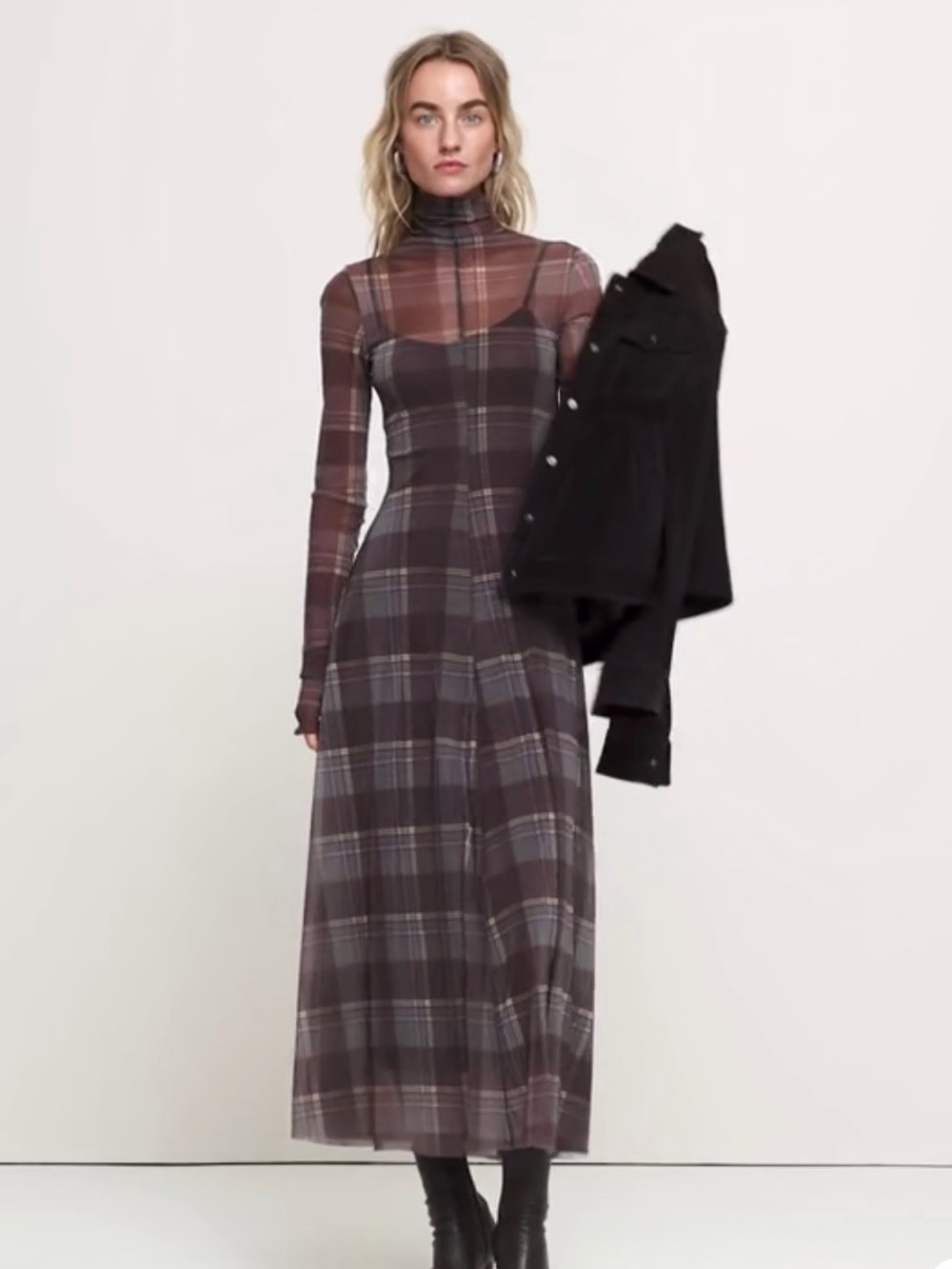 NEW Banana Republic MESH LONG-SLEEVE MAXI DRESS, M